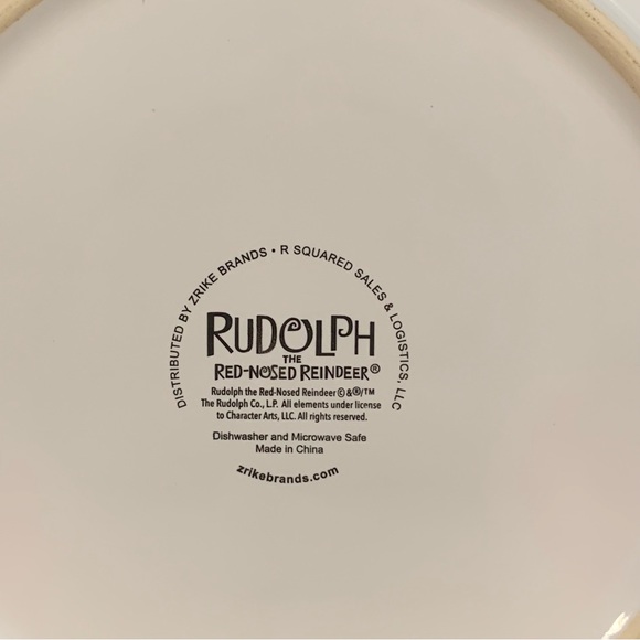 Rudolph in Santa Hat Ceramic Salad Plate - Christmas Tree Snowflakes - Picture 7 of 7